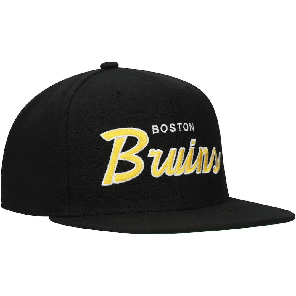 NHL Boston Bruins Mitchell & Ness Core Team Script 2.0 Snapback Hat
