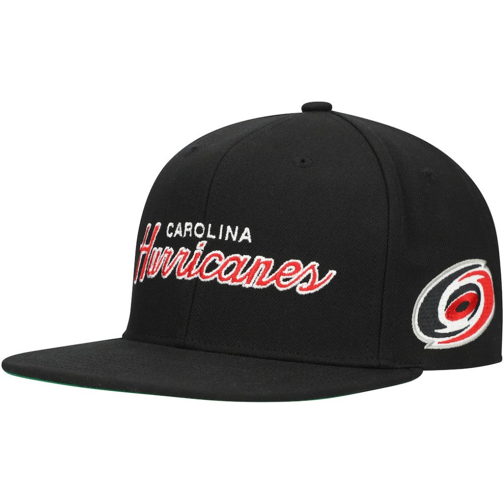 NHL Carolina Hurricanes Mitchell & Ness Core Team Script 2.0 Snapback Hat