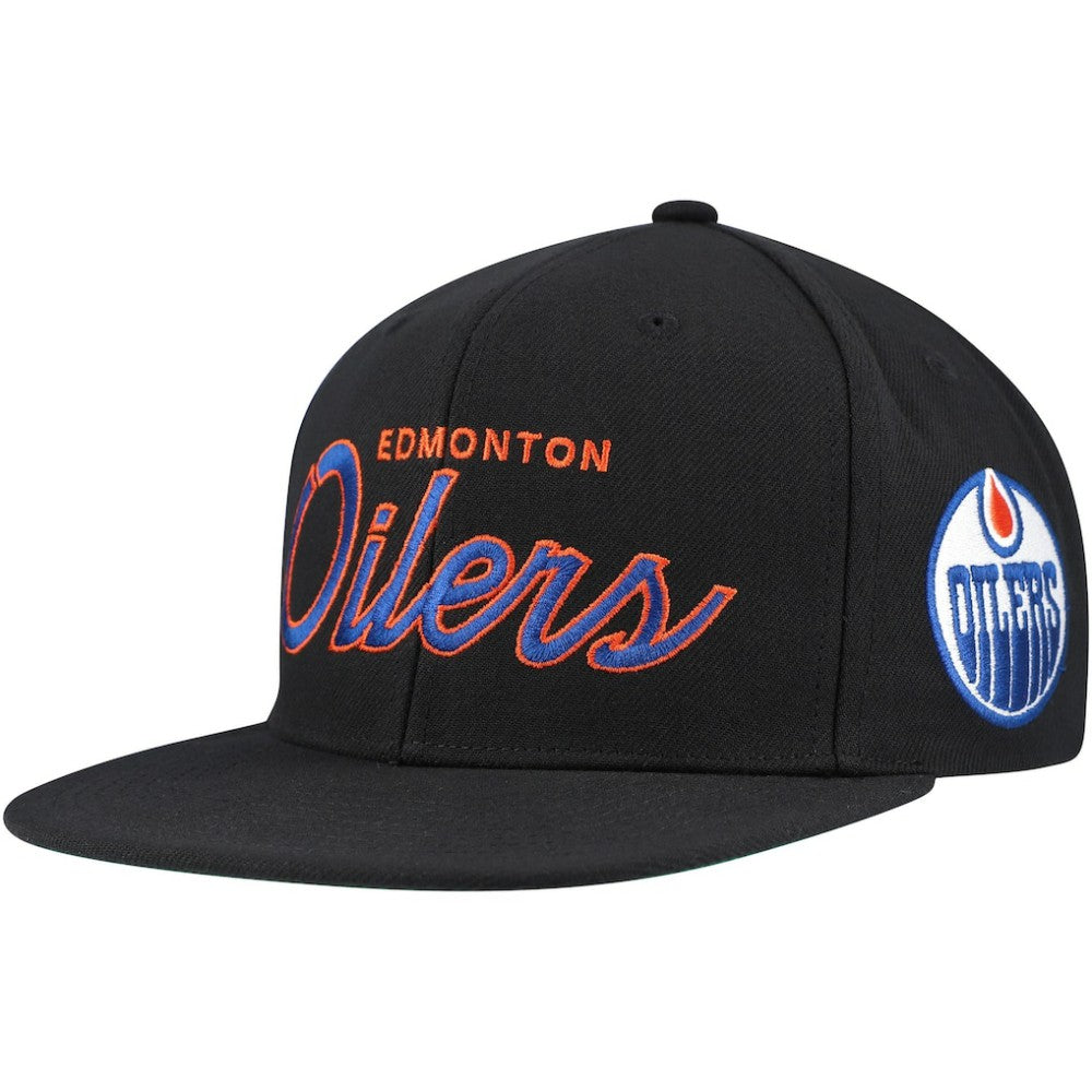 NHL Edmonton Oilers Mitchell & Ness Core Team Script 2.0 Snapback Hat