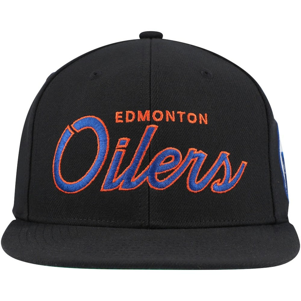 NHL Edmonton Oilers Mitchell & Ness Core Team Script 2.0 Snapback Hat