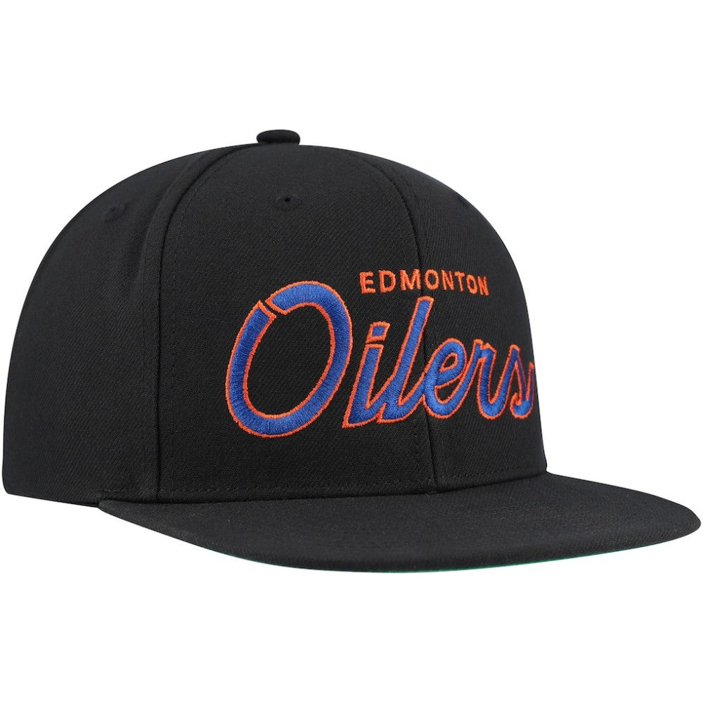 NHL Edmonton Oilers Mitchell & Ness Core Team Script 2.0 Snapback Hat