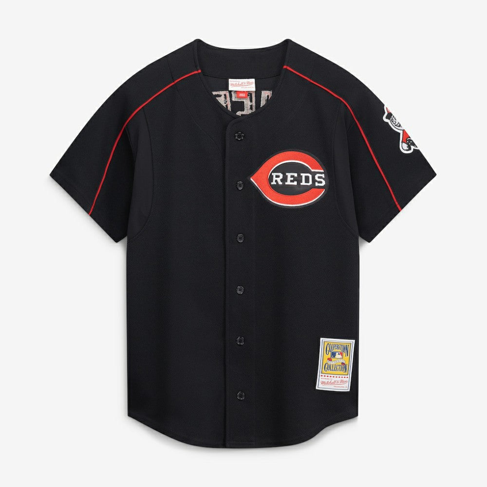 Black Ken Griffey Jr. Cincinnati Reds Mitchell & Ness Cooperstown Collection Authentic Mesh Batting Practice Jersey