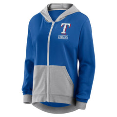 Royal Texas Rangers Fanatics Women's Hit It French Terry Full-Zip Hoodie