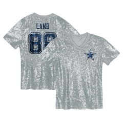 CeeDee Lamb  Girls Youth Sequin V-Neck Fashion Jersey - Dallas Cowboys Jerseys