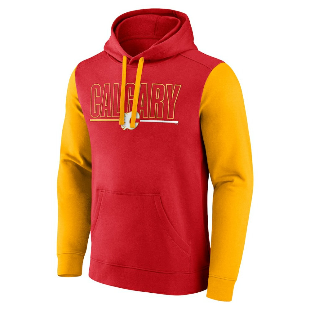 NHL Calgary Flames Logo Athletic Deliver Fleece Pullover Hoodie