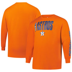 Orange Houston Astros Profile Big & Tall Two-Hit Long Sleeve T-Shirt