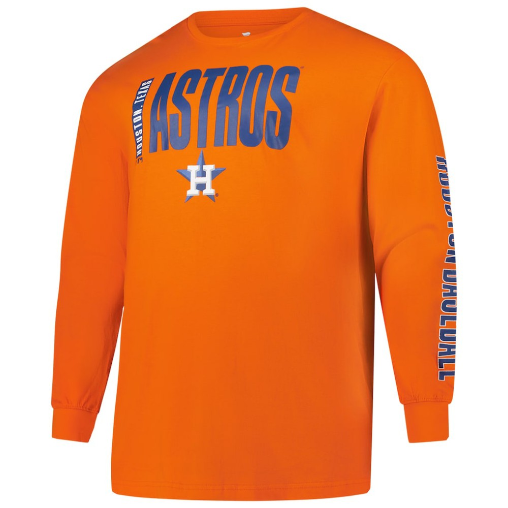 Orange Houston Astros Profile Big & Tall Two-Hit Long Sleeve T-Shirt
