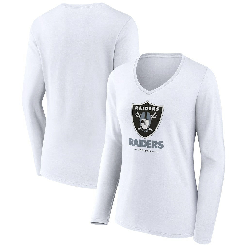 Women's Team Lockup Long Sleeve V-Neck T-Shirt - Las Vegas Raiders T-shirts