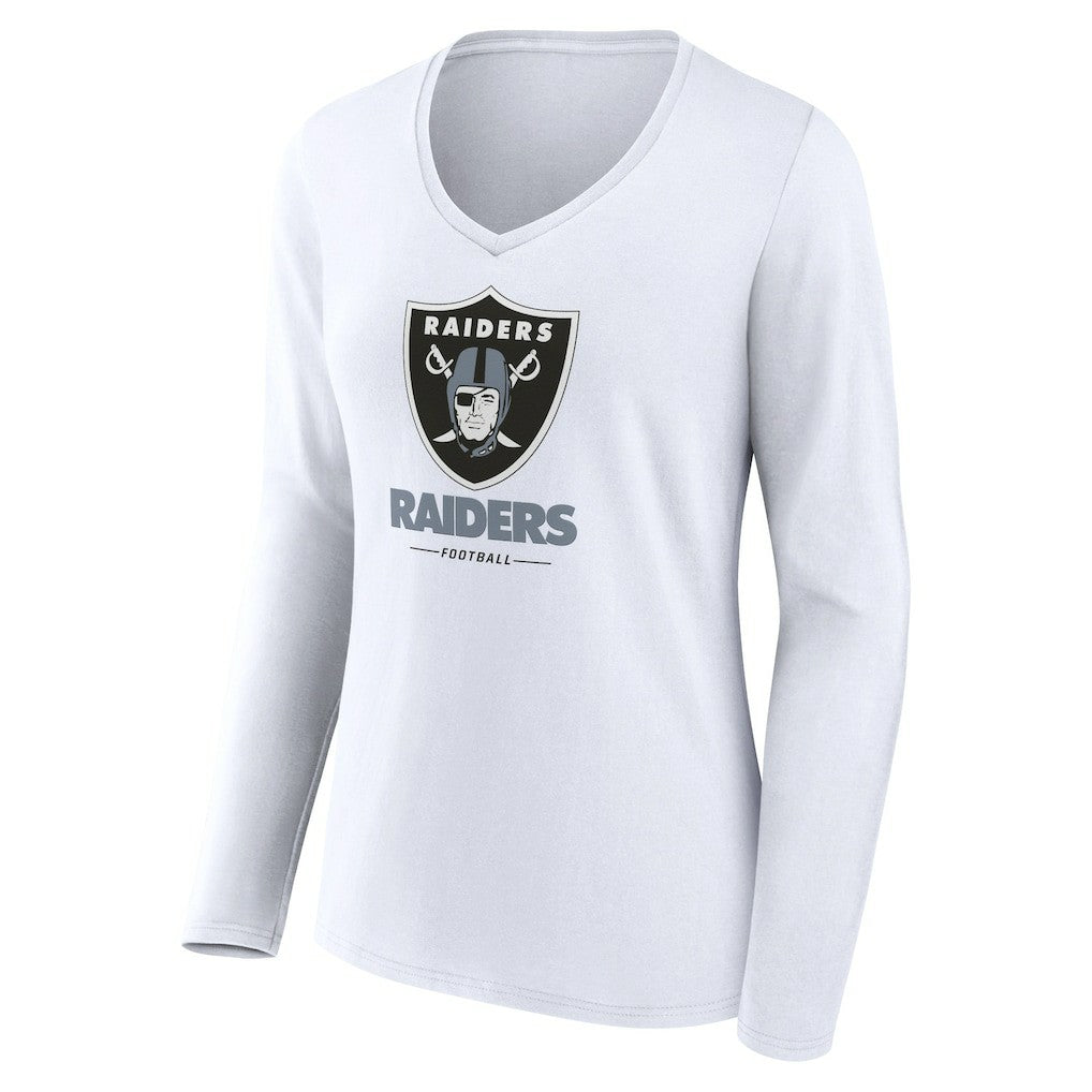 Women's Team Lockup Long Sleeve V-Neck T-Shirt - Las Vegas Raiders T-shirts