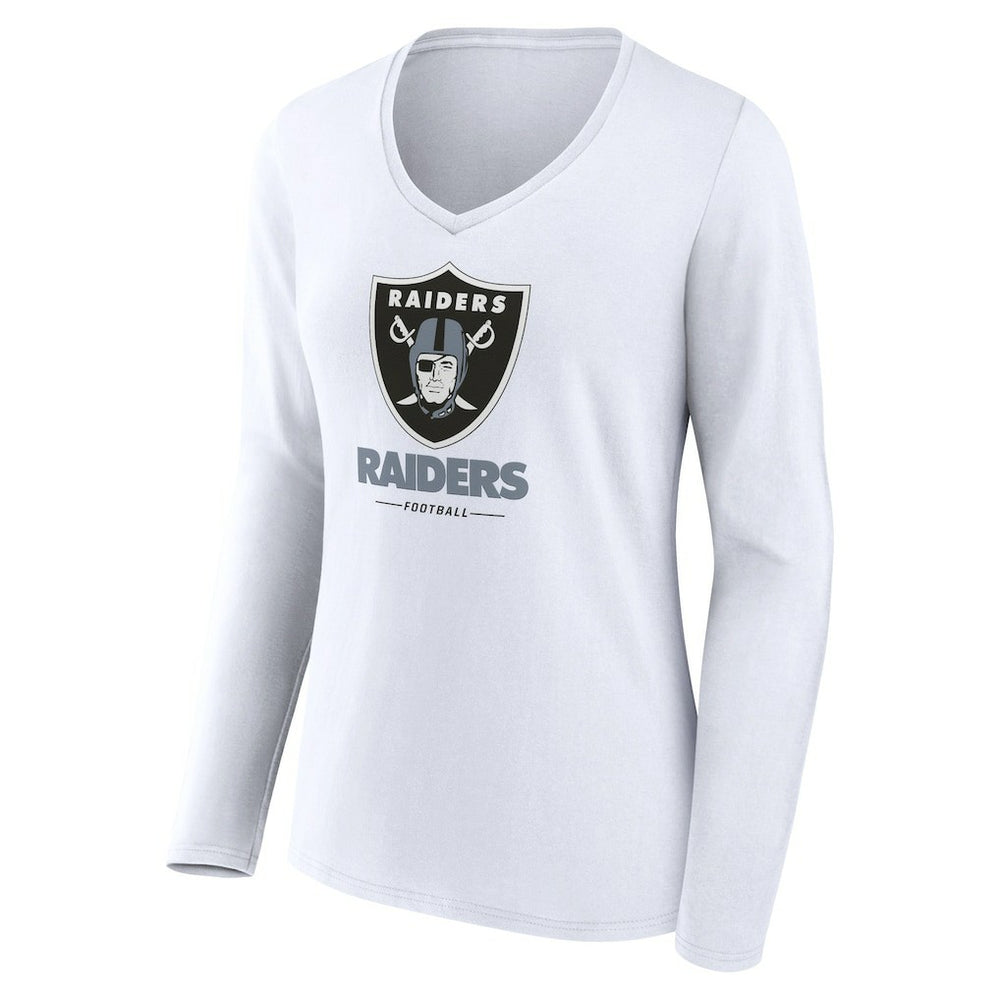 Women's Team Lockup Long Sleeve V-Neck T-Shirt - Las Vegas Raiders T-shirts