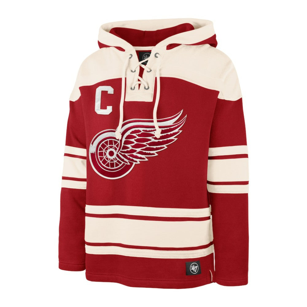NHL Dylan Larkin Detroit Red Wings '47 Captain Patch Player Name & Number Lacer Pullover Hoodie