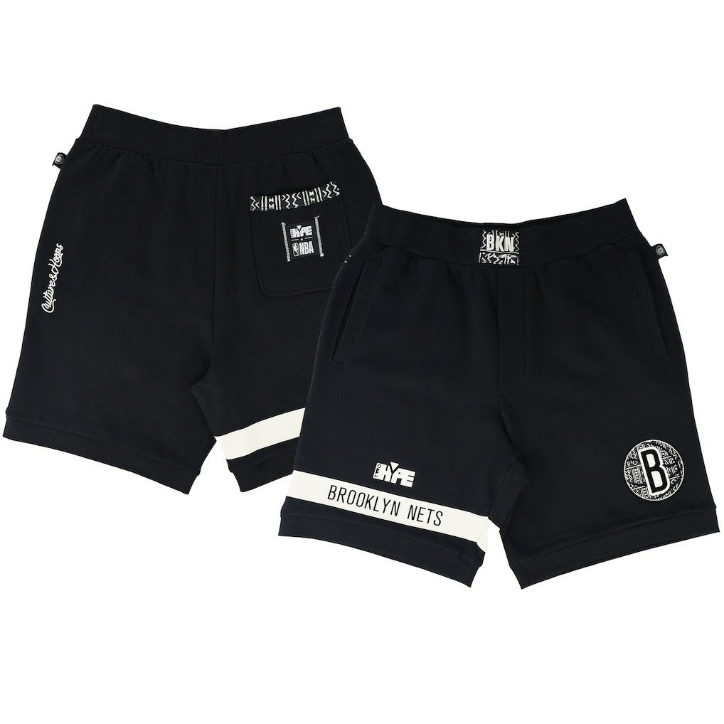 Brooklyn Nets NBA x Two Hype Unisex Culture & Hoops Premium Classic Fleece Shorts - Black sale