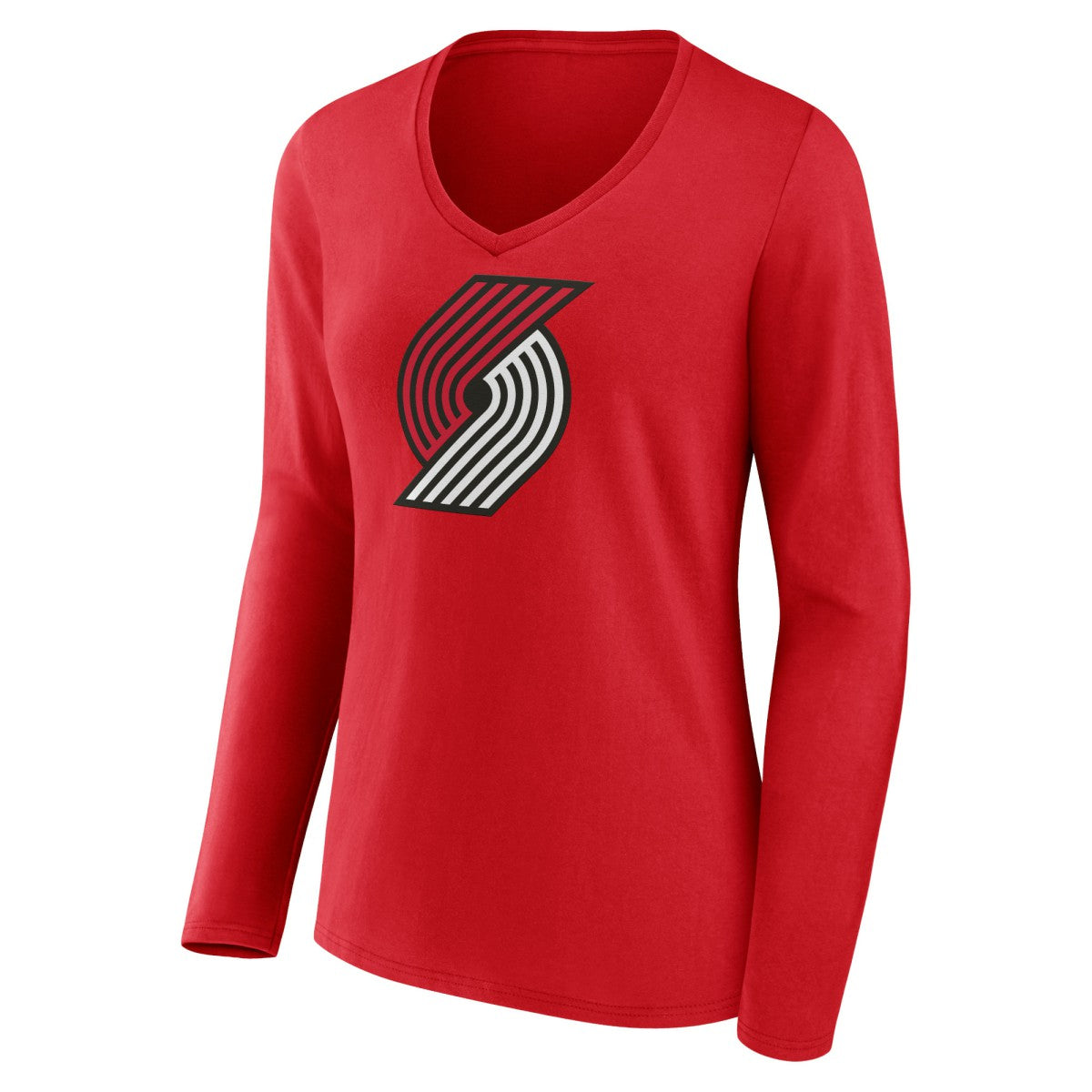 Portland Trail Blazers Women's Primary Logo Long Sleeve V-Neck T-Shirt