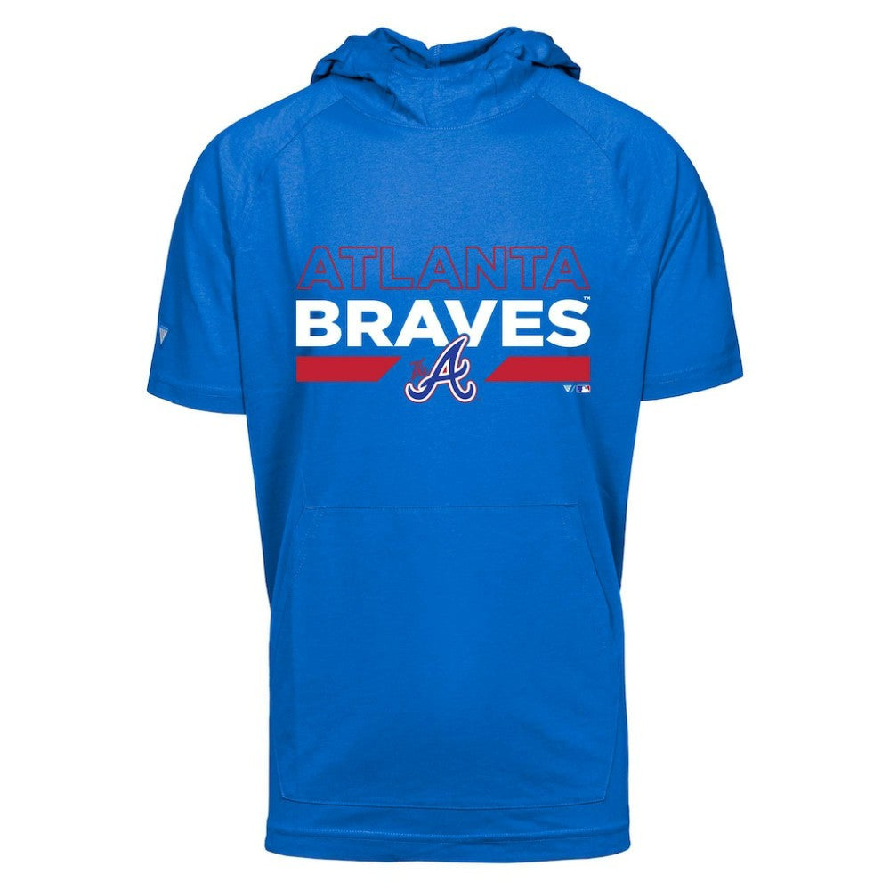 Royal Atlanta Braves Levelwear City Connect Phase No Hitter Short Sleeve Pullover Hoodie