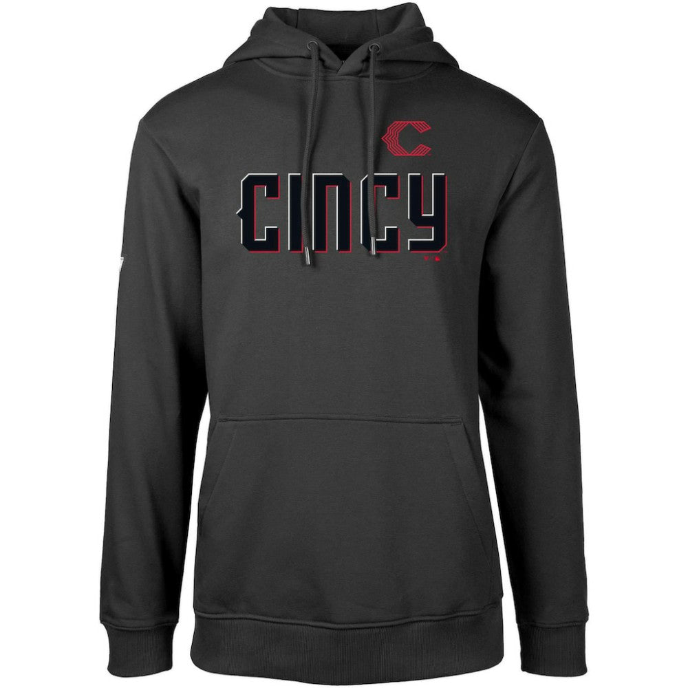 Black Cincinnati Reds Levelwear City Connect Podium Core Logo Pullover Hoodie