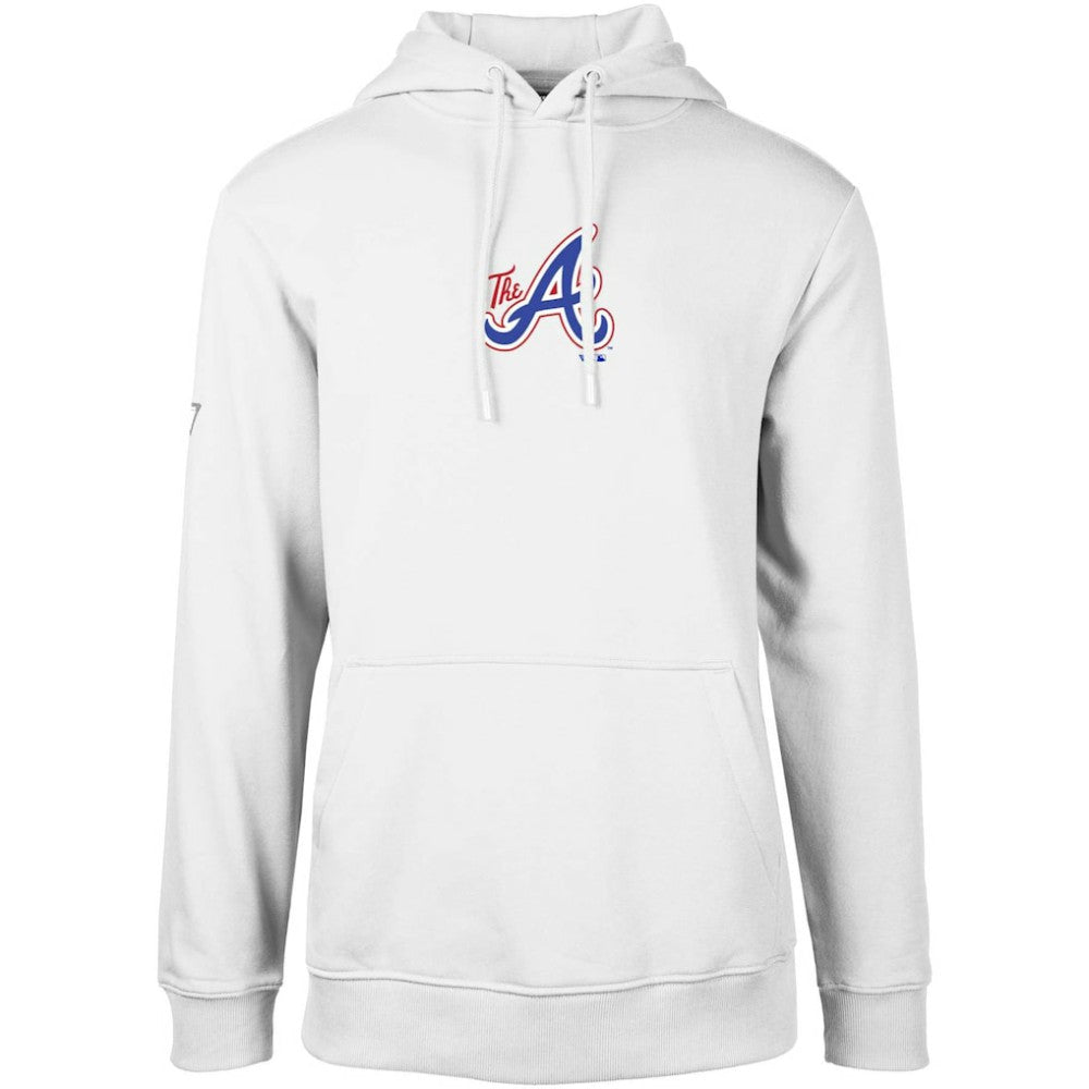 White Atlanta Braves Levelwear City Connect Podium Core Logo Pullover Hoodie