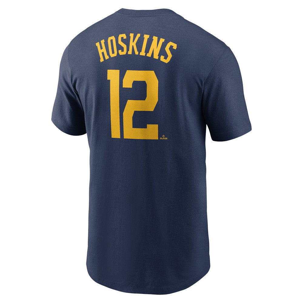 Navy Rhys Hoskins Milwaukee Brewers Nike Fuse Name & Number T-Shirt