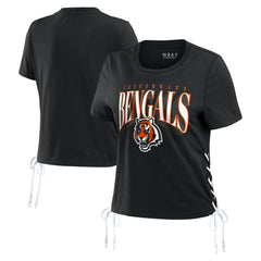 WEAR by Erin Andrews Women's Lace Up Side Modest Cropped T-Shirt - Cincinnati Bengals T-shirts