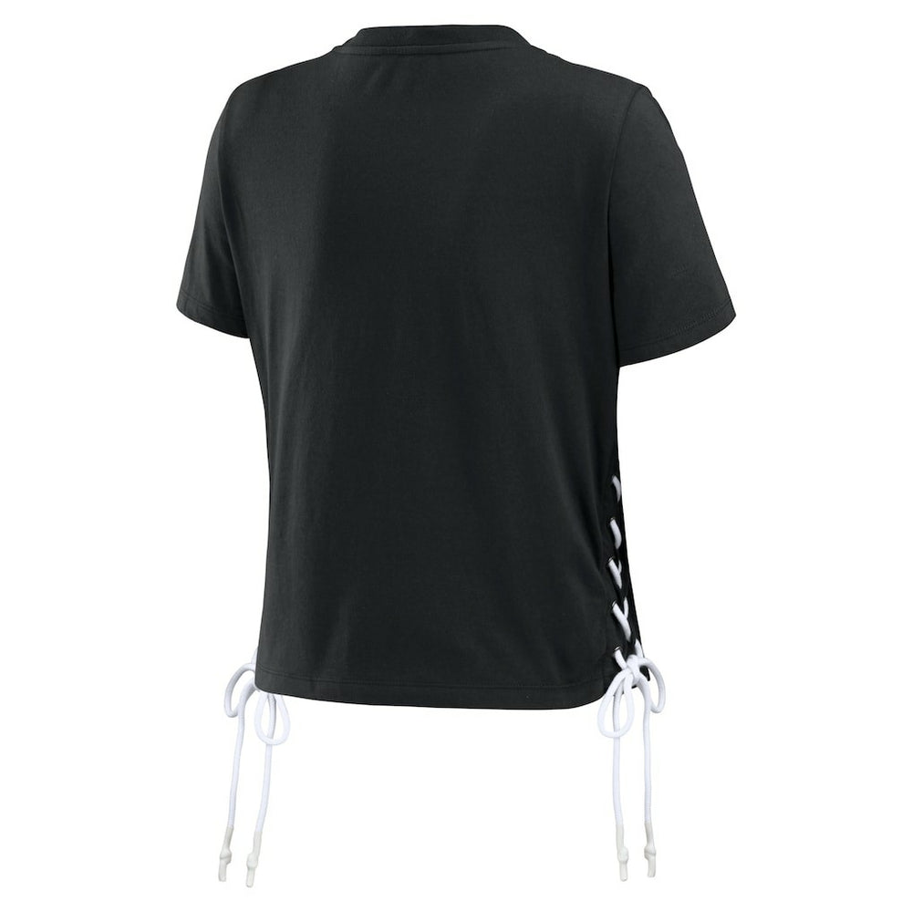 WEAR by Erin Andrews Women's Lace Up Side Modest Cropped T-Shirt - Cincinnati Bengals T-shirts