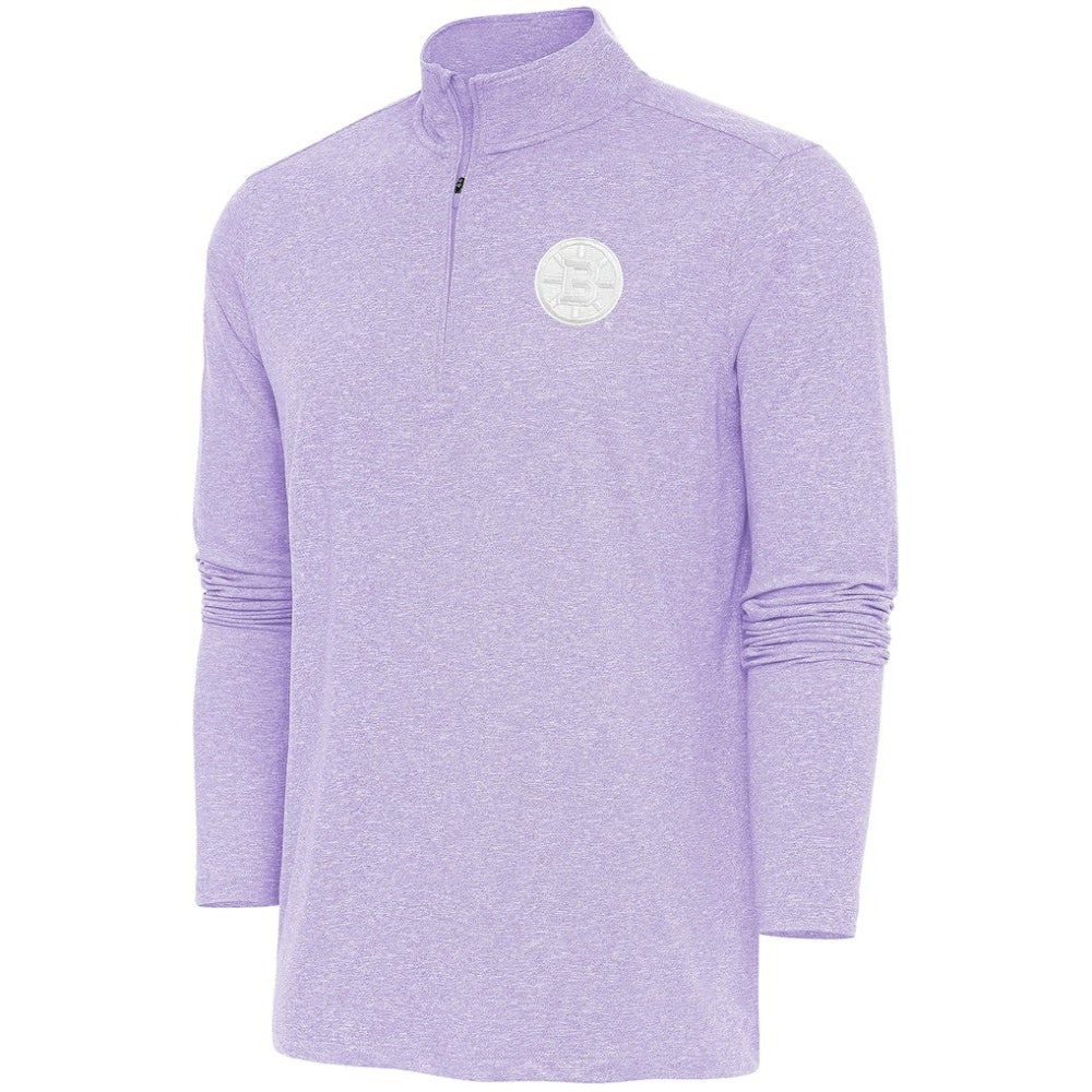 NHL Boston Bruins Antigua White Logo Hunk Quarter-Zip Pullover