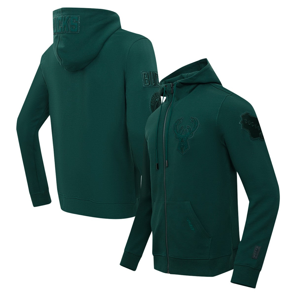 Milwaukee Bucks Pro Standard Triple Tonal DK Full-Zip Hoodie Jacket