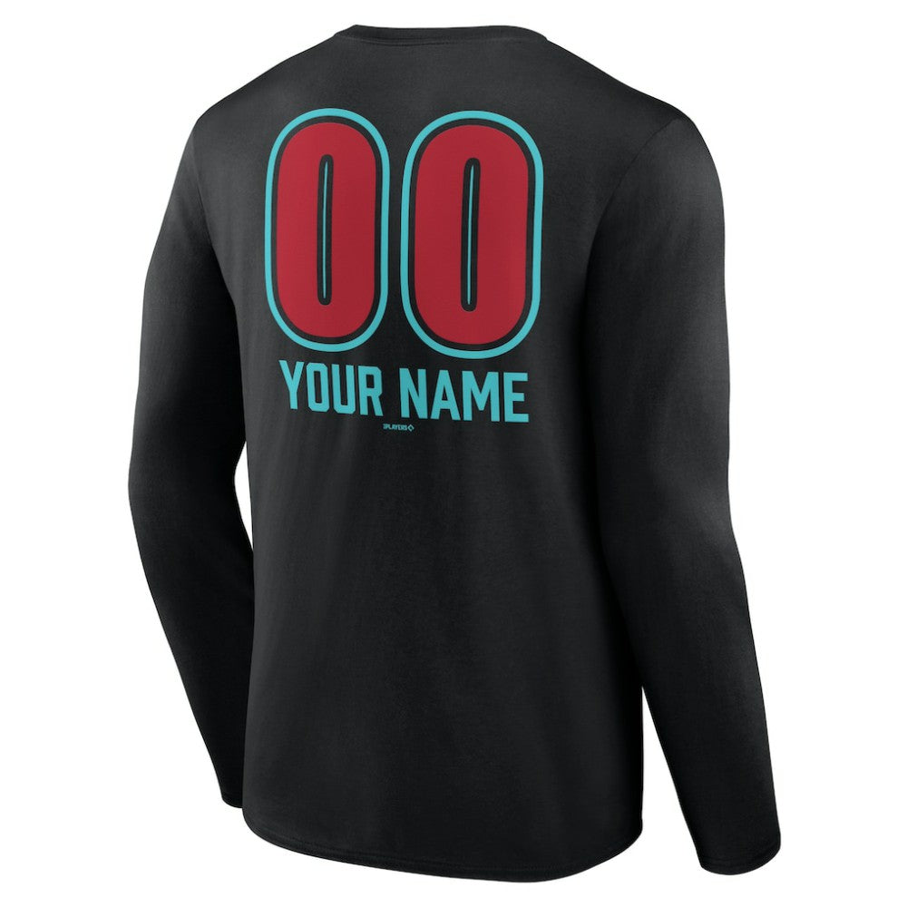 Black Arizona Diamondbacks Personalized Name & Number Fastball Long Sleeve T-Shirt