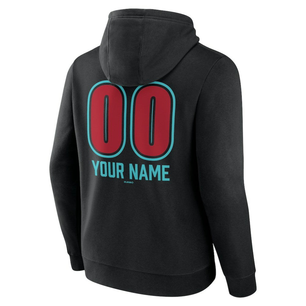 Black Arizona Diamondbacks Personalized Name & Number Fastball Pullover Hoodie