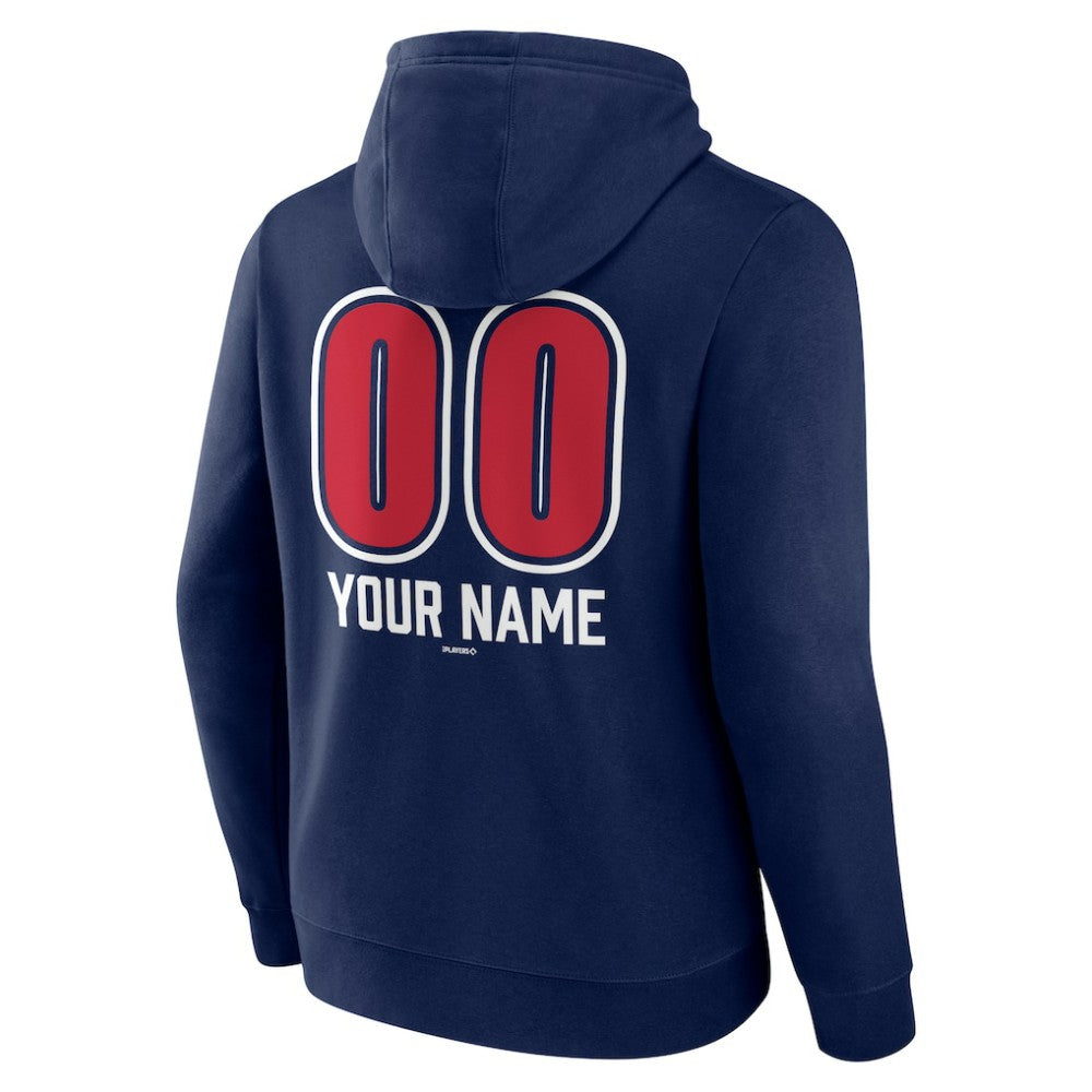 Navy Atlanta Braves Personalized Name & Number Fastball Pullover Hoodie