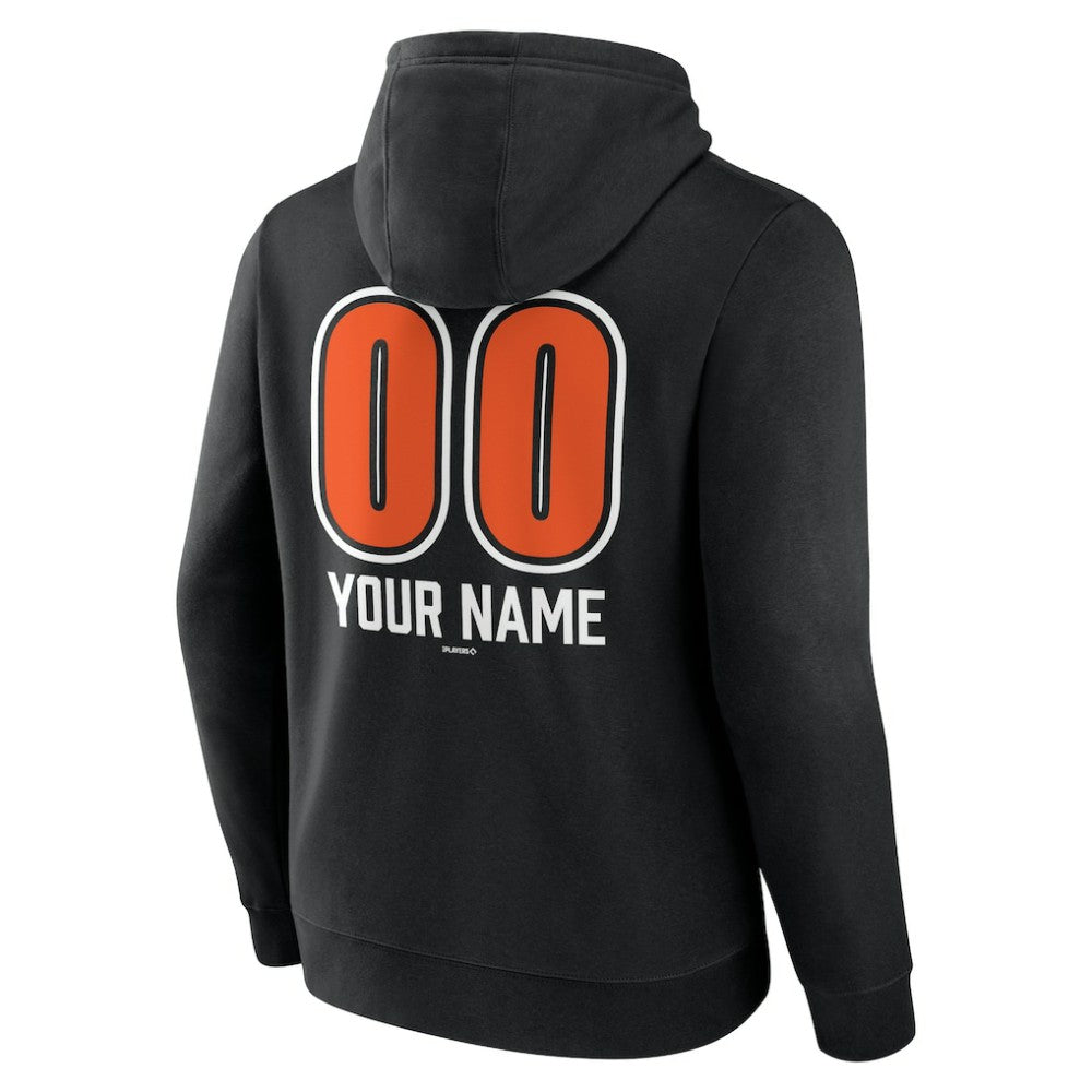 Black Baltimore Orioles Personalized Name & Number Fastball Pullover Hoodie