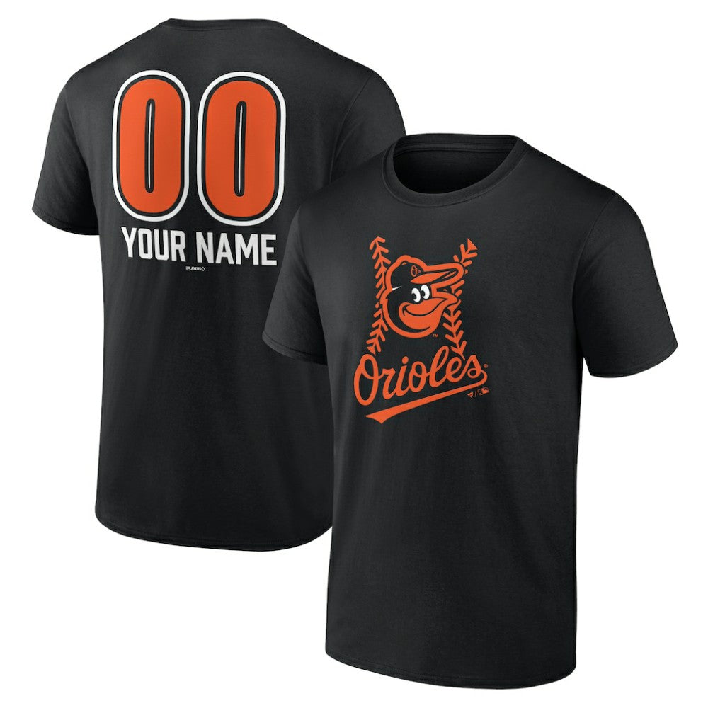 Black Baltimore Orioles Personalized Name & Number Fastball T-Shirt