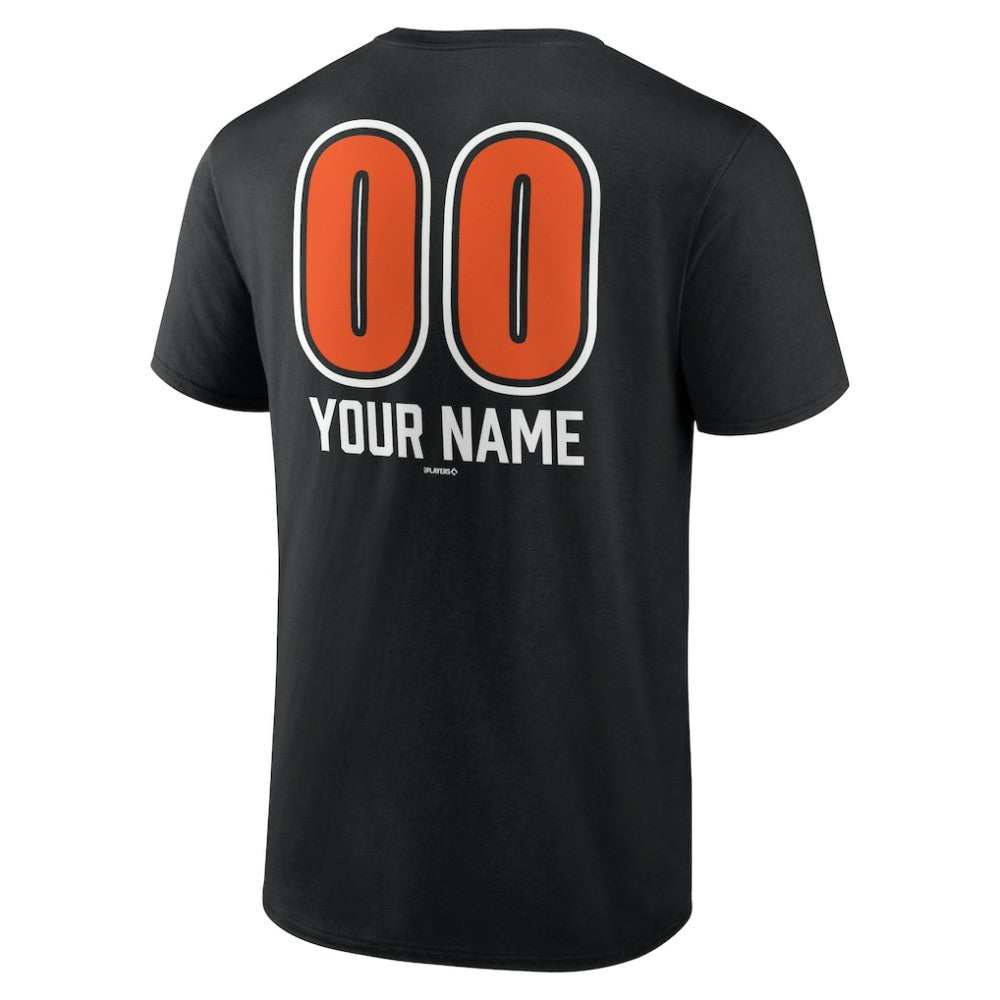 Black Baltimore Orioles Personalized Name & Number Fastball T-Shirt