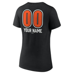 Black Baltimore Orioles Women's Personalized Name & Number Fastball V-Neck T-Shirt