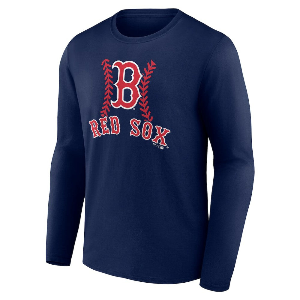 Navy Boston Red Sox Personalized Name & Number Fastball Long Sleeve T-Shirt