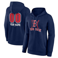Navy Boston Red Sox Women's Personalized Name & Number Fastball Pullover Hoodie