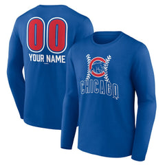Royal Chicago Cubs Personalized Name & Number Fastball Long Sleeve T-Shirt