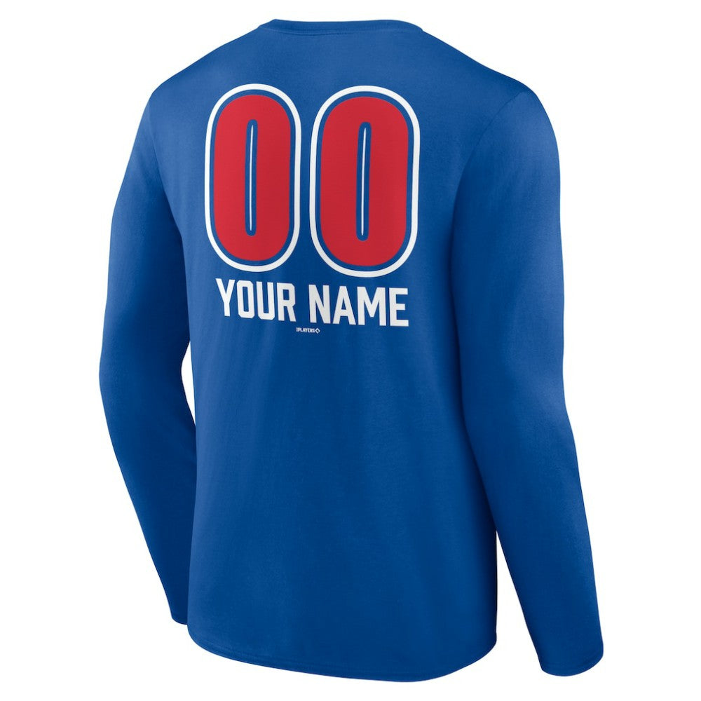 Royal Chicago Cubs Personalized Name & Number Fastball Long Sleeve T-Shirt