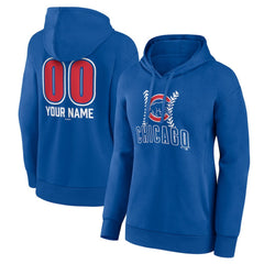 Royal Chicago Cubs Women's Personalized Name & Number Fastball Pullover Hoodie