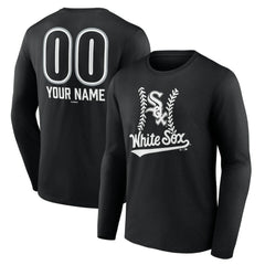 Black Chicago White Sox Personalized Name & Number Fastball Long Sleeve T-Shirt