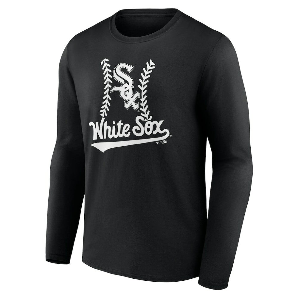 Black Chicago White Sox Personalized Name & Number Fastball Long Sleeve T-Shirt