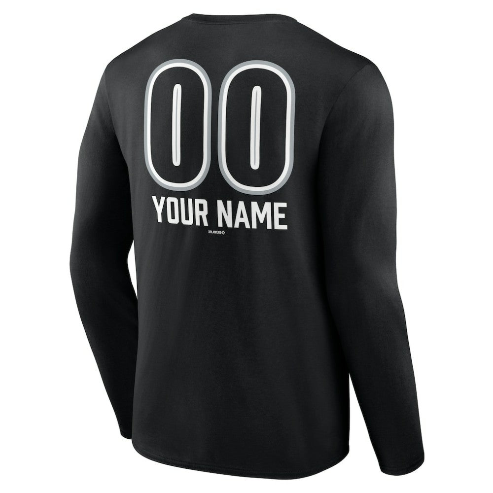 Black Chicago White Sox Personalized Name & Number Fastball Long Sleeve T-Shirt