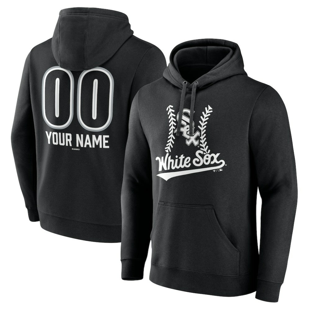Black Chicago White Sox Personalized Name & Number Fastball Pullover Hoodie