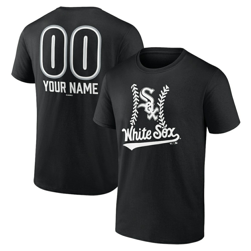 Black Chicago White Sox Personalized Name & Number Fastball T-Shirt
