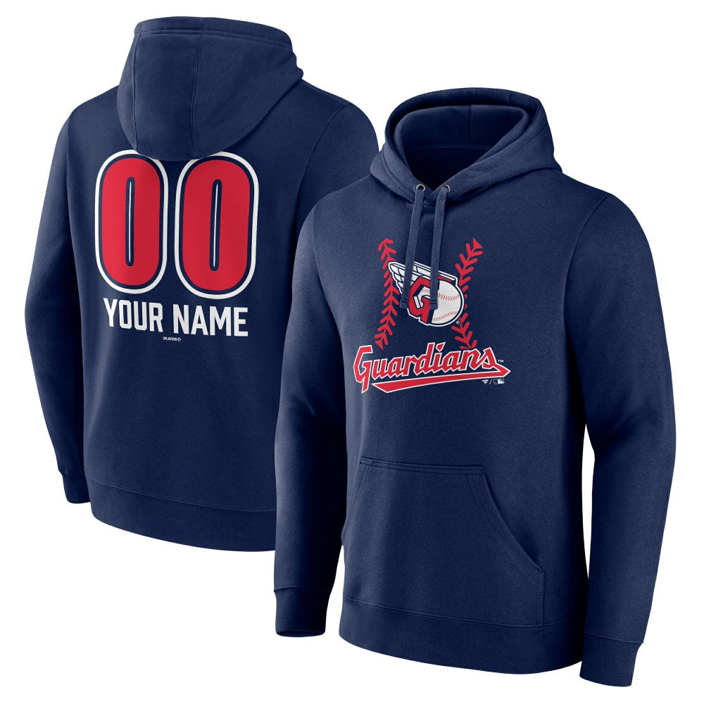 Navy Cleveland Guardians Personalized Name & Number Fastball Pullover Hoodie
