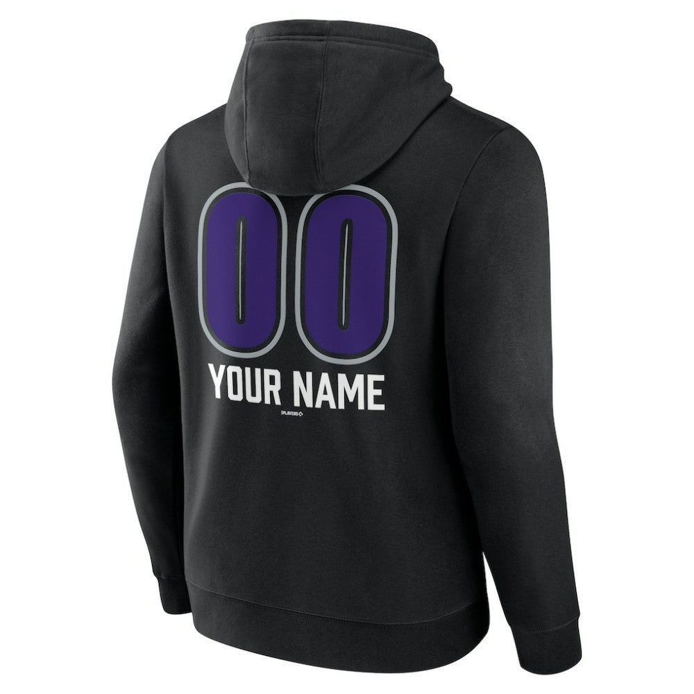 Black Colorado Rockies Personalized Name & Number Fastball Pullover Hoodie