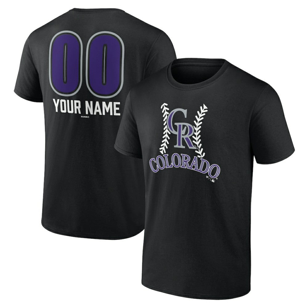 Black Colorado Rockies Personalized Name & Number Fastball T-Shirt
