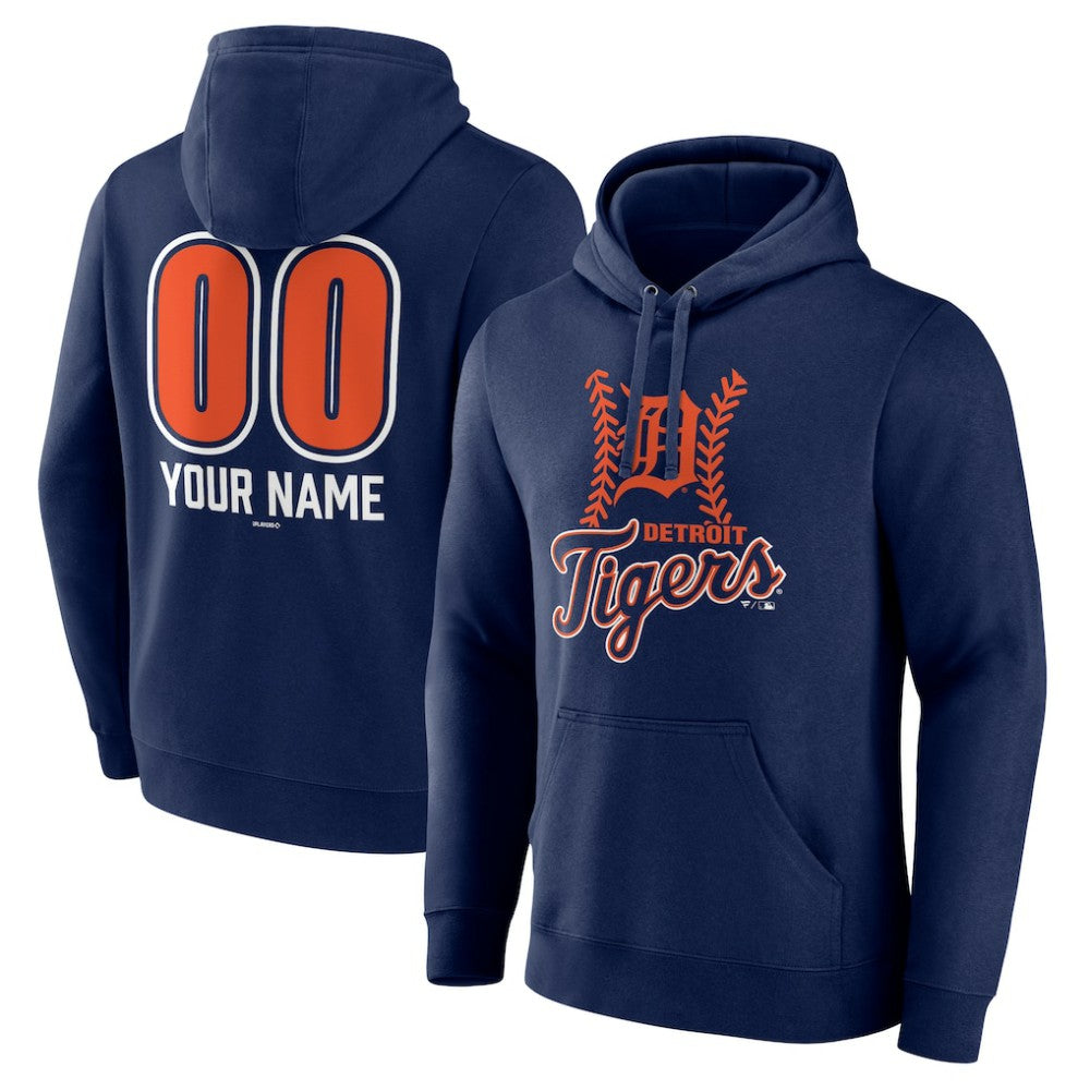 Navy Detroit Tigers Personalized Name & Number Fastball Pullover Hoodie