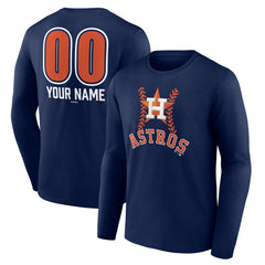 Navy Houston Astros Personalized Name & Number Fastball Long Sleeve T-Shirt