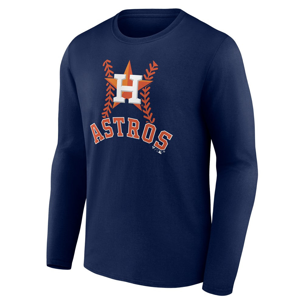 Navy Houston Astros Personalized Name & Number Fastball Long Sleeve T-Shirt
