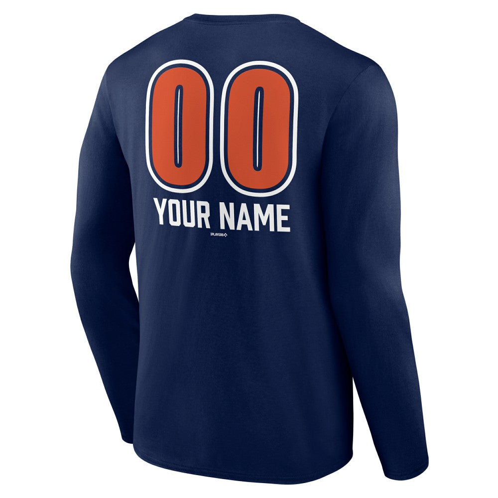 Navy Houston Astros Personalized Name & Number Fastball Long Sleeve T-Shirt