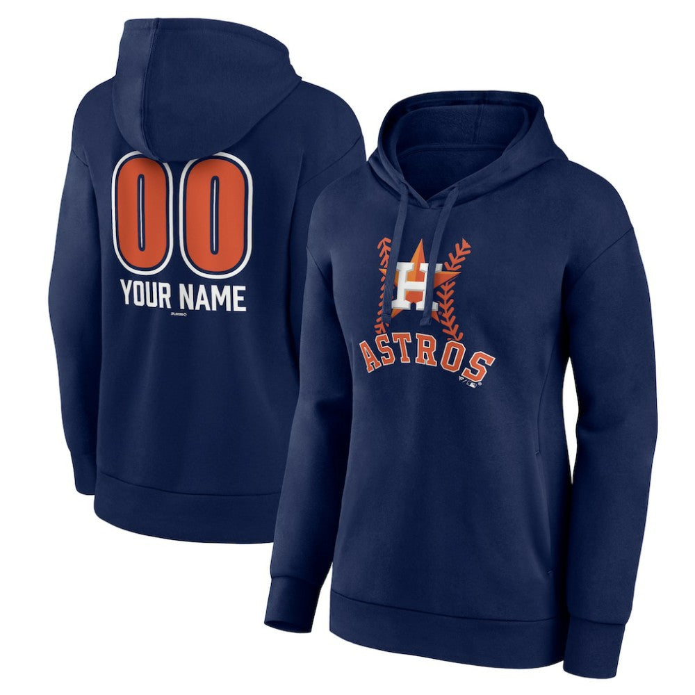 Navy Houston Astros Women's Personalized Name & Number Fastball Pullover Hoodie